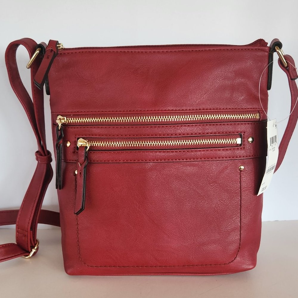 INC Interntional Concepts Riverton Cargo Pocket Mid Crossbody - NWT - Berry Red